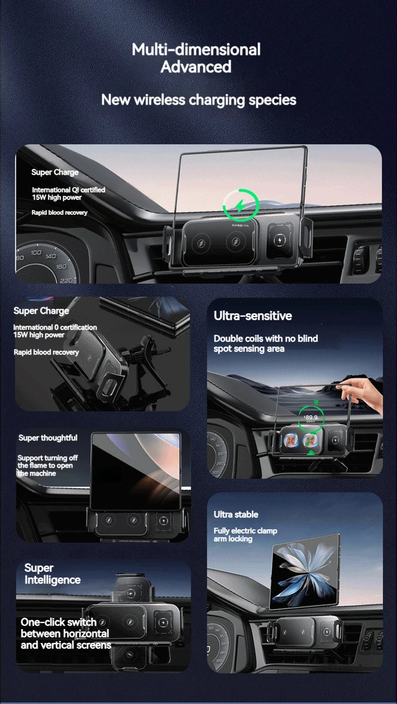 Universal Car Phone Wireless Charger Holder 360° Rotation Mount