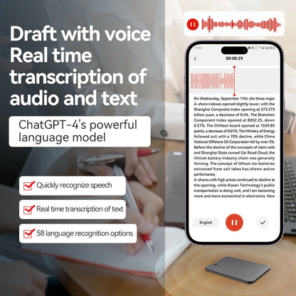 8-128GB AI ChatGPT-4 Intelligent Voice Recorder Audio App Device