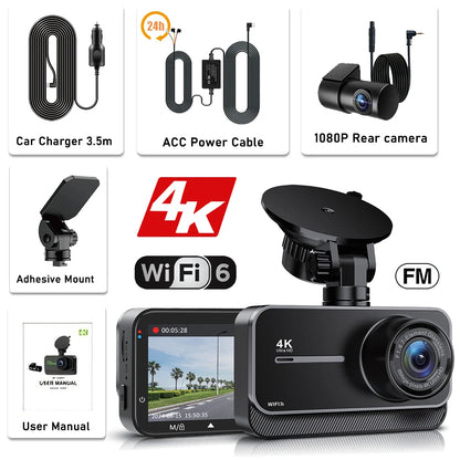 4K Dash Cam for Cars Car Camera Dash Cam WIFI Camera