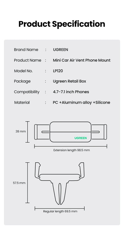 UGREEN Car Phone Holder Stand For Mobile Phone Air Vent