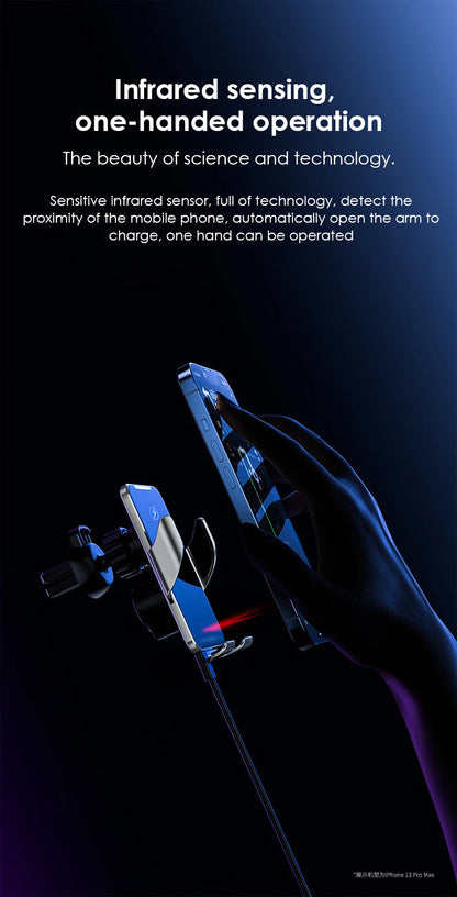 Wireless Car Charger Air Vent Auto Clamping Super Fast Charging