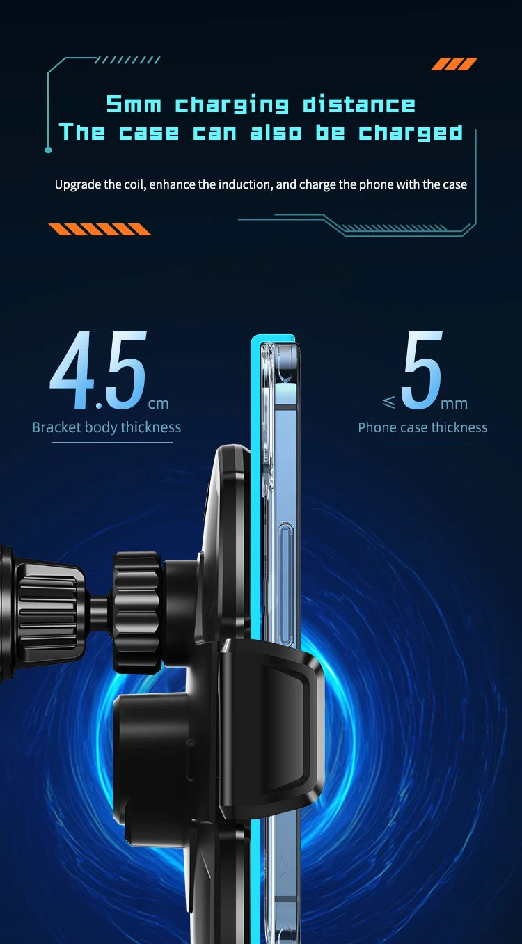 Wireless Car Phone Holder Stand 15W Fast Charge Touch Control