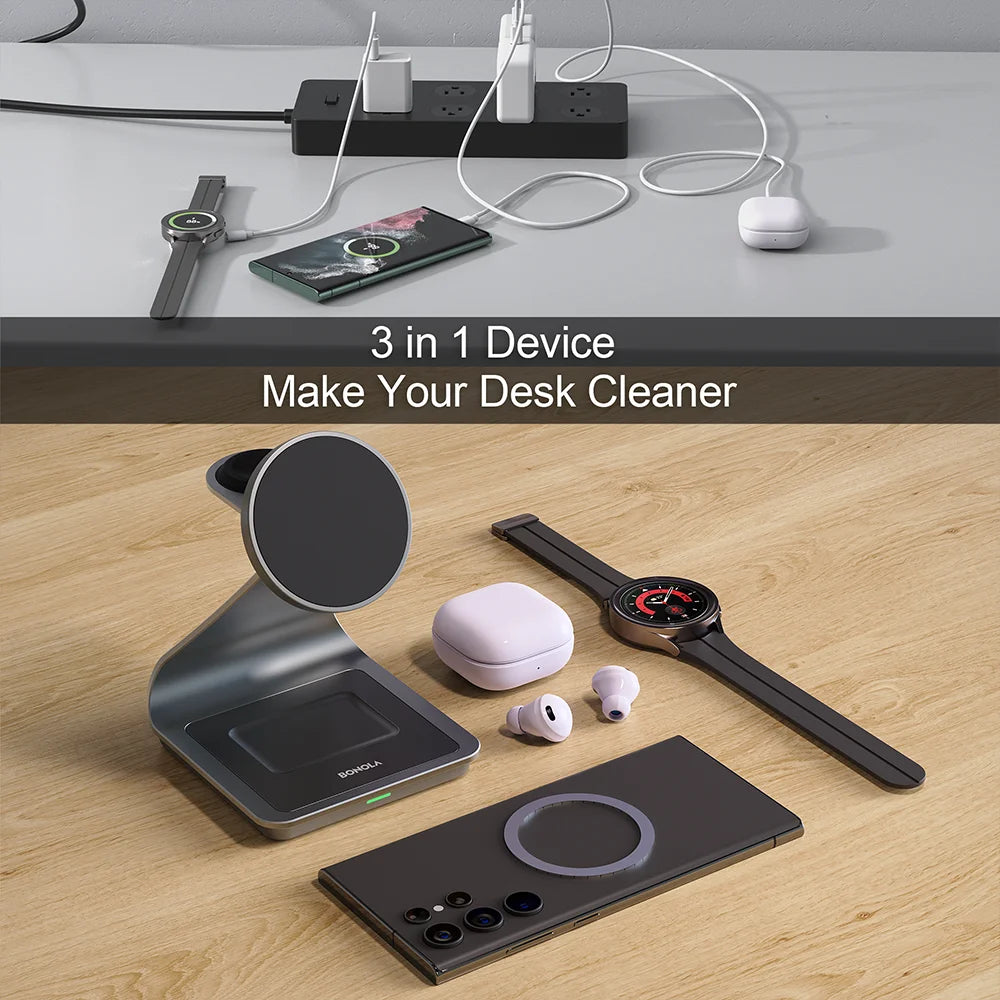 3 in 1 Wireless Charger Metal Stand for Samsung