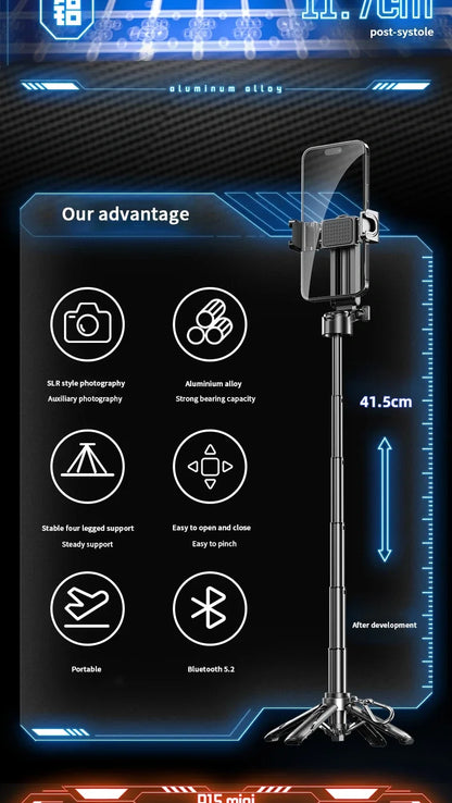 Portable Selfie Stick for Phones - Mini Bluetooth Remote Holder