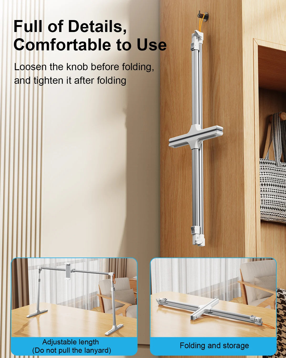 Eary Foldable Tablet Phone Holder Stand for Bed Overhead Mount