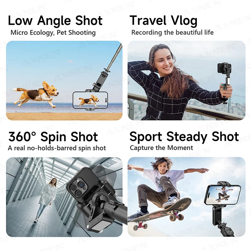AXNEN AI Desktop Gimbal Tripod Extendable Selfie Stick