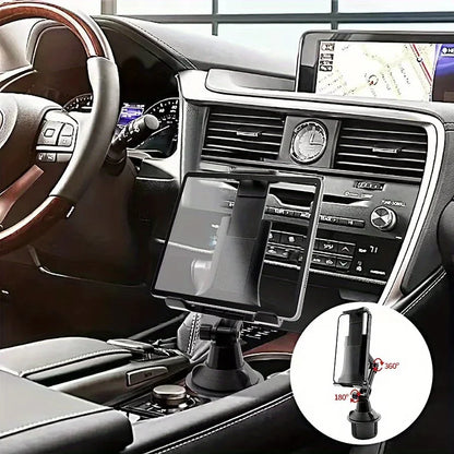 Car Cup Holder Tablet & Phone Mount with Heavy Duty Base