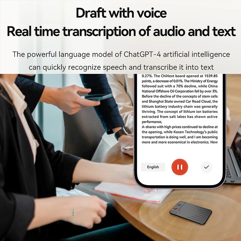 AI Voice Recorder APP Control AI Notetaking Device