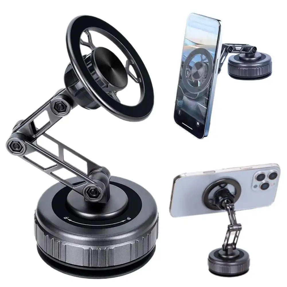 Car Phone Holder With Vacuum Magnetic Suction Cup Foldable