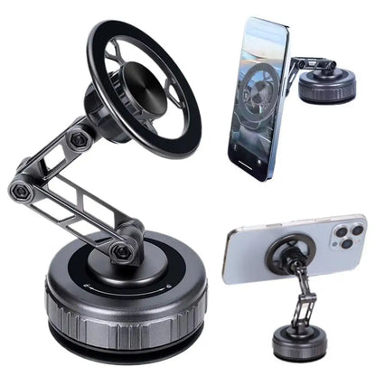 Car Phone Holder With Vacuum Magnetic Suction Cup Foldable