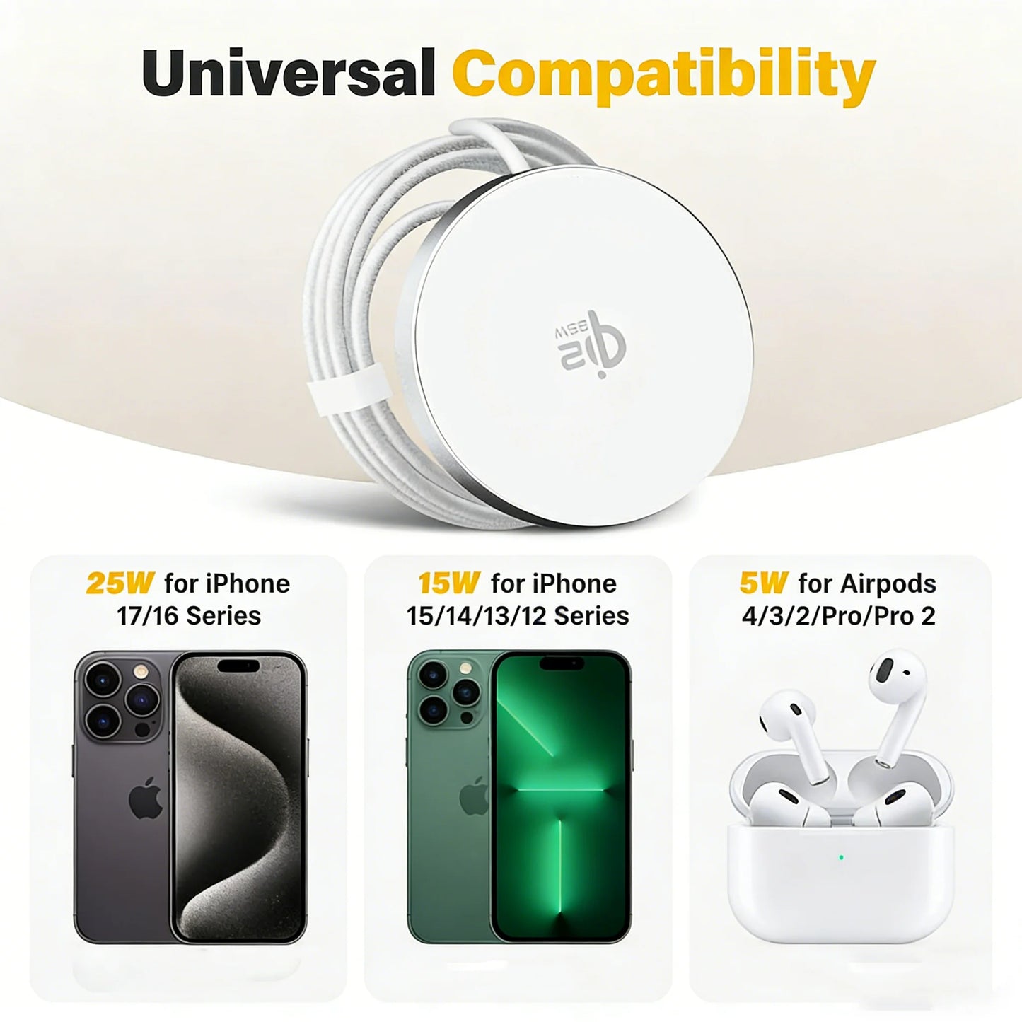 TIMESS QI2 25W Fast Wireless Charger 2-IN-1 Charging