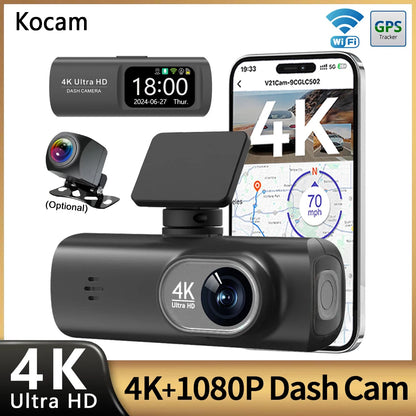 UHD 4K Dash Cam Dual Lens Driving Recorder Car DVR 1080P Rear Lens