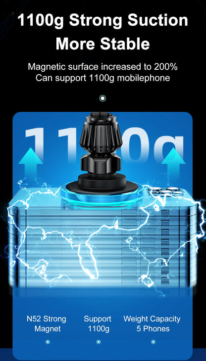 Car Phone Holder Magnetic Wireless Charger With Blue Light