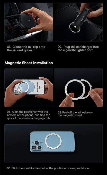 Baseus Magnetic Wireless Charger Car Phone Holder