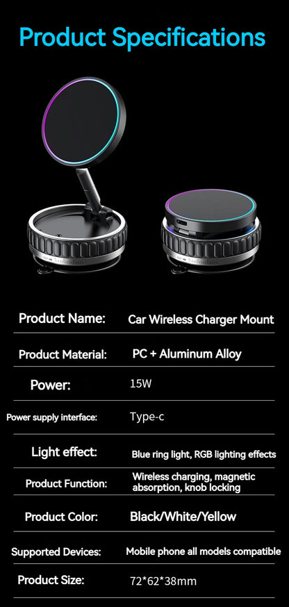 15W Universal Car Magnetic Phone Wireless Charging Holder