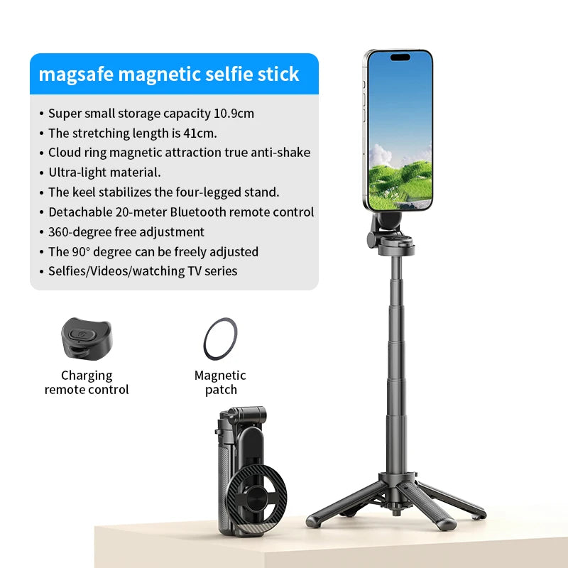 Magnetic Phone Holder 360° Rotation Pocket Selfie Stick Tripod