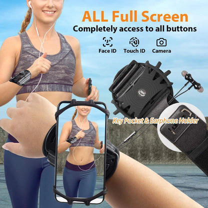 Running Wristband Phone Holder 360°Rotation Detachable Sports