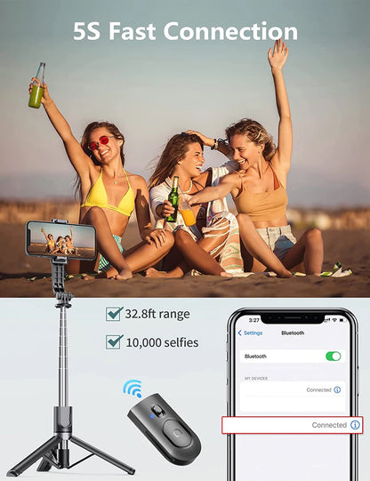 Extended Foldable Wireless Bluetooth Selfie Stick Tripod