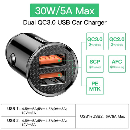 Baseus USB Car Charger Quick Charge Fast Car USB Charger