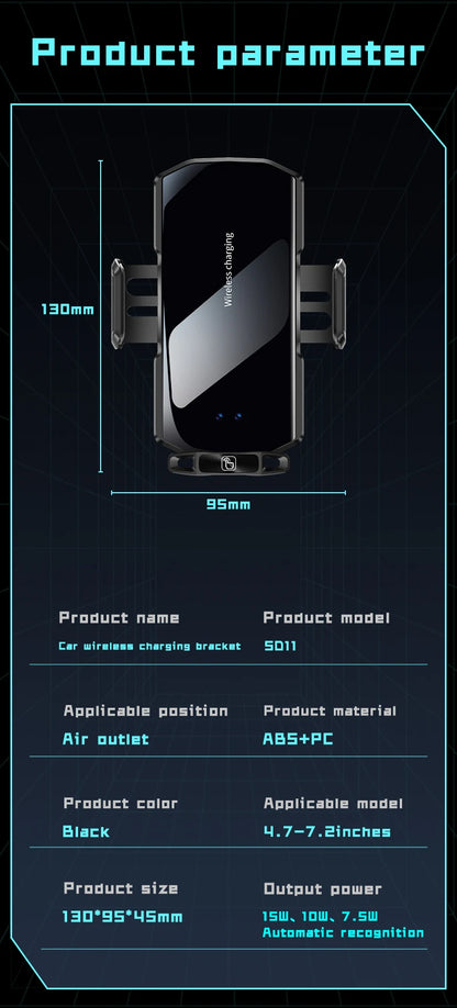 Wireless Car Phone Holder Stand 15W Fast Charge Touch Control