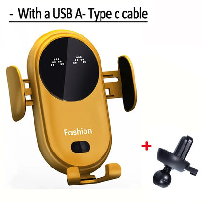 Fashion Qi Fast Wireless Charger Car Phone Holder Smart  Sensor