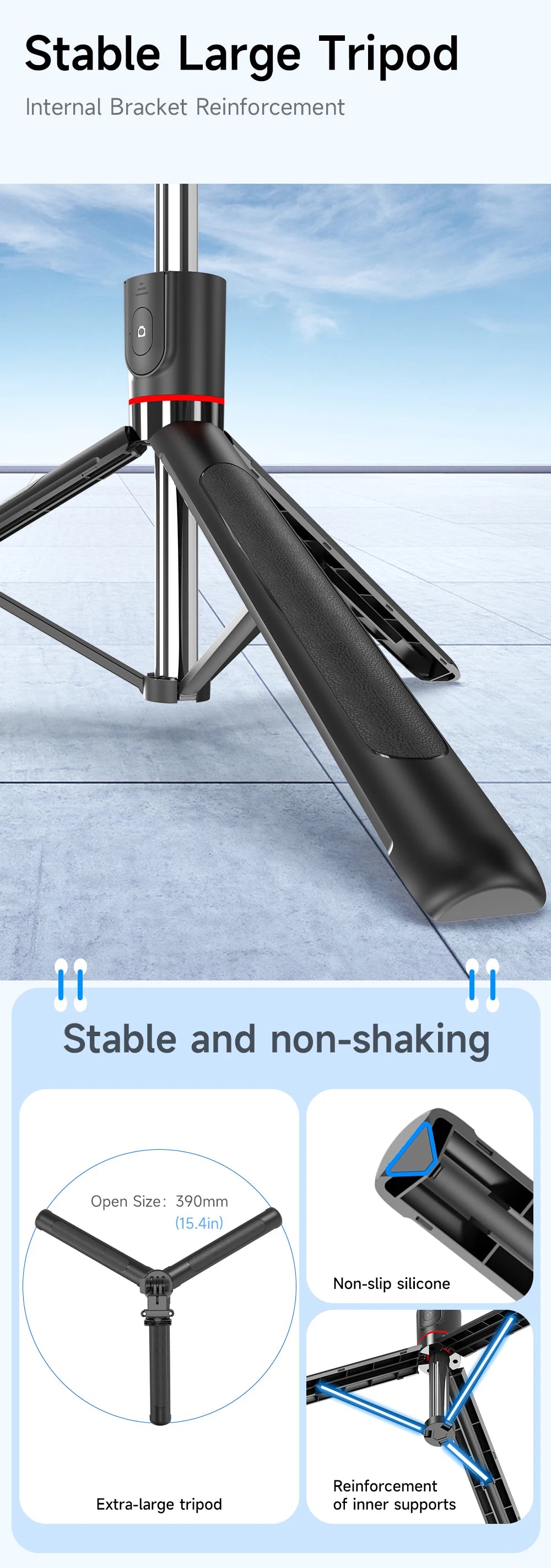 F15 with Wireless Remote 68 Inch Selfie Stick Phone Desktop Stand