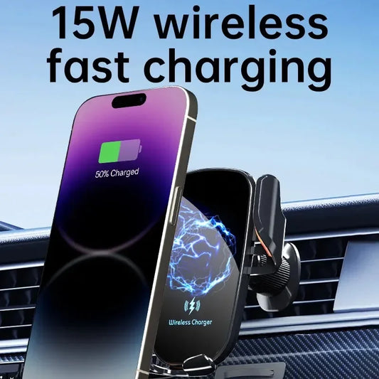 Wireless Car Charger Fast Charge Manual Clamping Air Vent