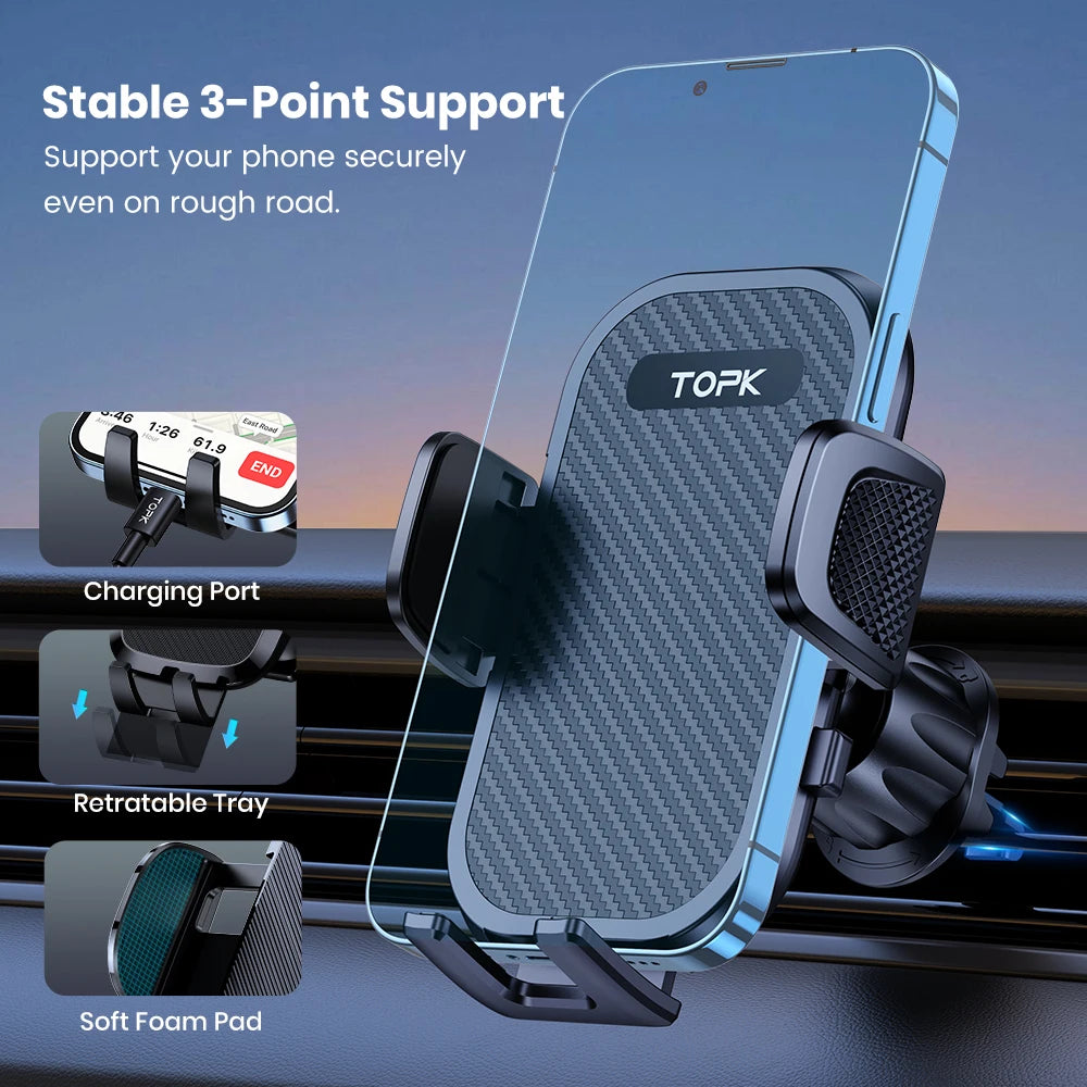 TOPK Car Phone Holder Phone Mount Car Suction Stand
