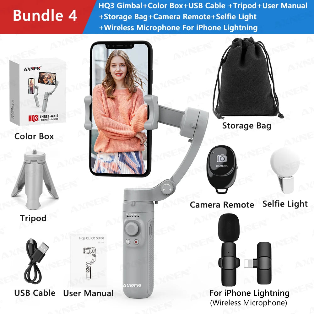 AXNEN 3-Axis Gimbal Handheld Self Stabilizer with Tripod