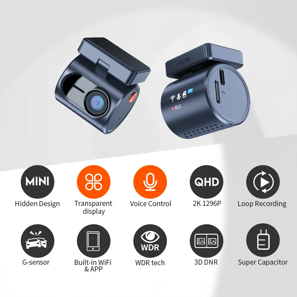 2K KAWA MINI 3 Pro Cameras for Car DVR Tiny Dash Cam