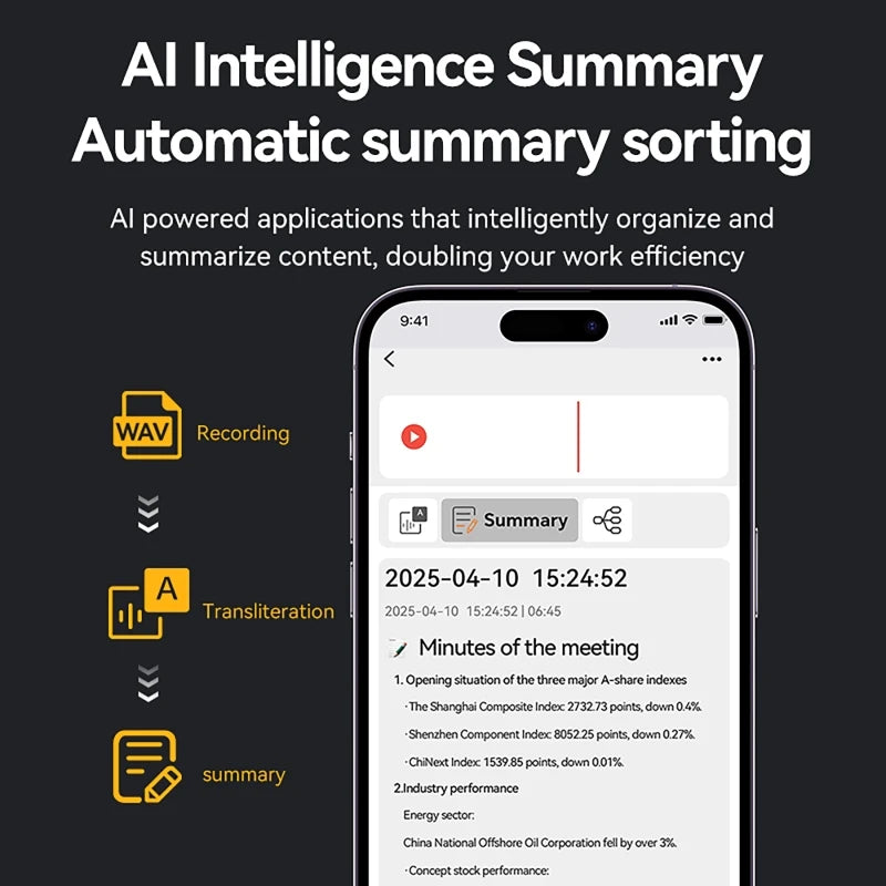 AI Voice Recorder with LED Indicator ChatGPT Smart Transcription