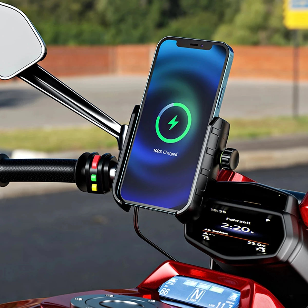 Motorcycle Phone Holder Wireless Charging Cradle 3.0 Quick Charger