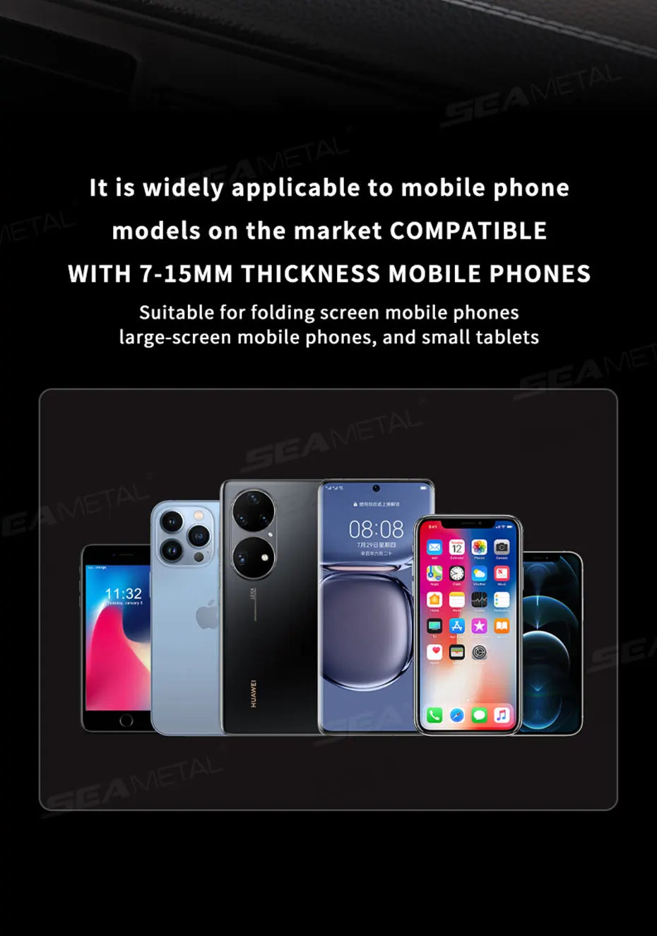 SEAMETAL Car Phone Holder Mount 360° Rotatable Wireless Charger