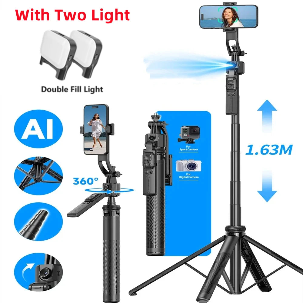 FANGTUOSI 360 Rotation Gimbal Stabilizer ,Selfie Stick Tripod