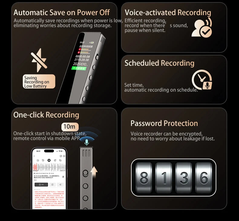 Famue Ai Voice Recorder with Text Transcription Mini Portable