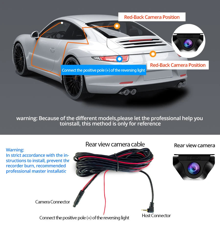 E-ACE 2K Car DVR WIFI GPS Stream Media Mirror Optional