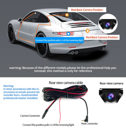 E-ACE 2K Car DVR WIFI GPS Stream Media Mirror Optional