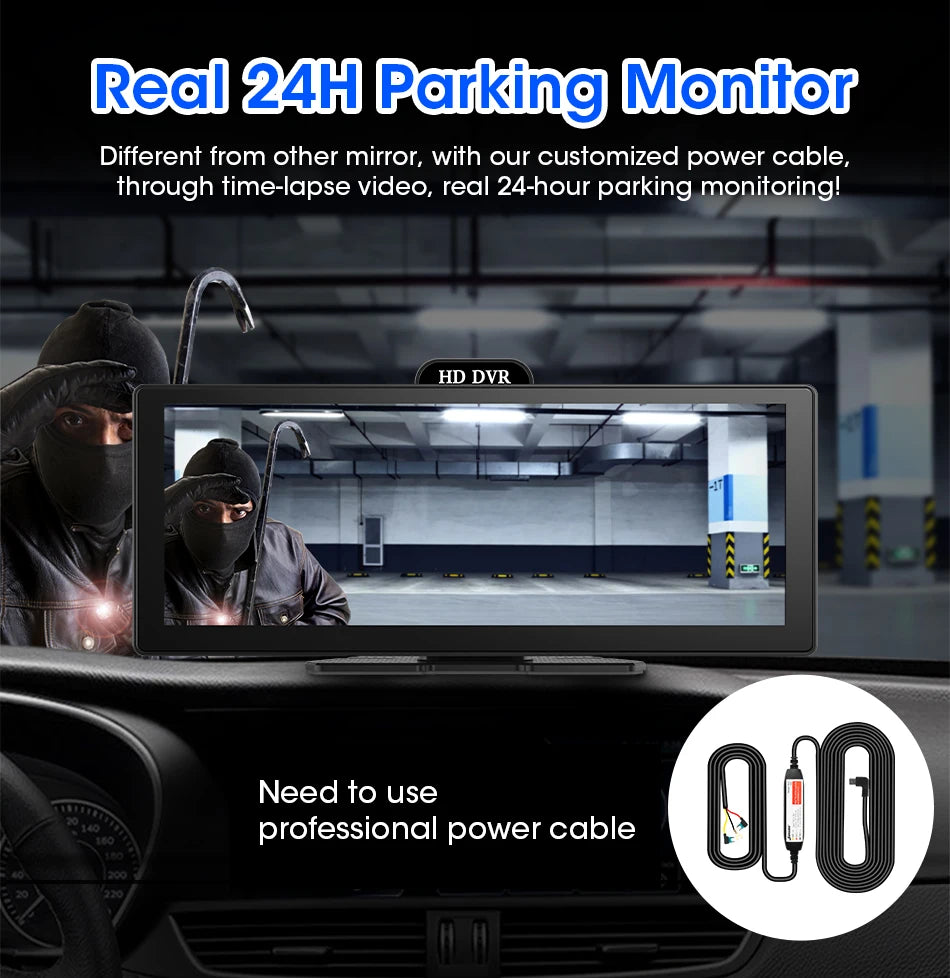 10/11.26 Inch 4K DVR Wireless CarPlay & Android Auto Dash Cam