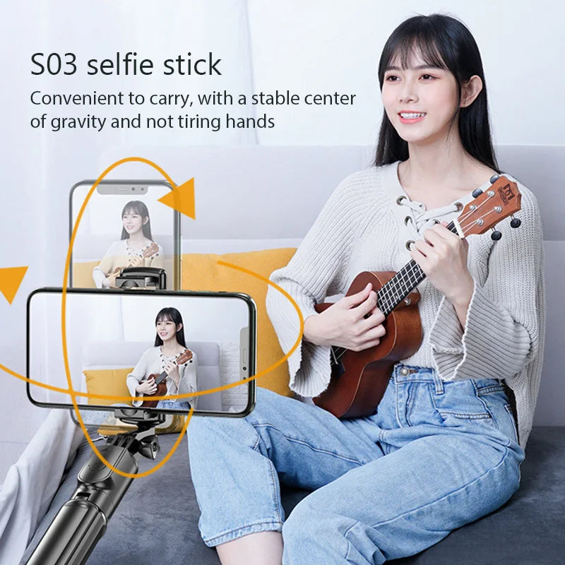 New Selfie Stick Tripod Stand with Remote Shutter Foldable Phone Holder