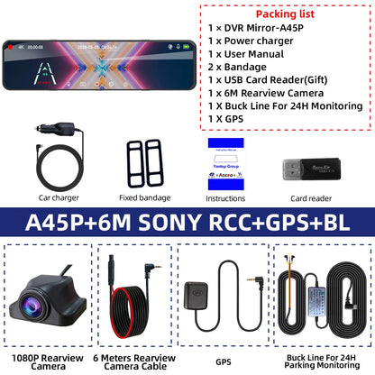 4K Rearview Mirror Driving Recorder HD Night Vision Loop