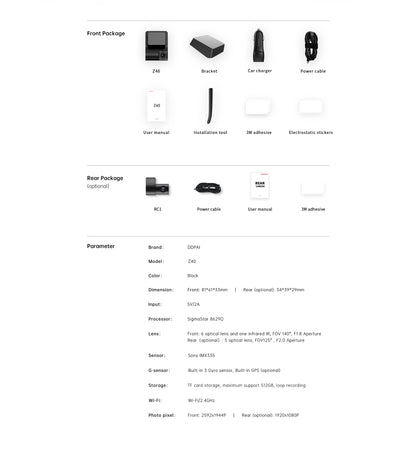 DDPAI Z40 Dash Cam Car Camera Recorder Wifi DVR