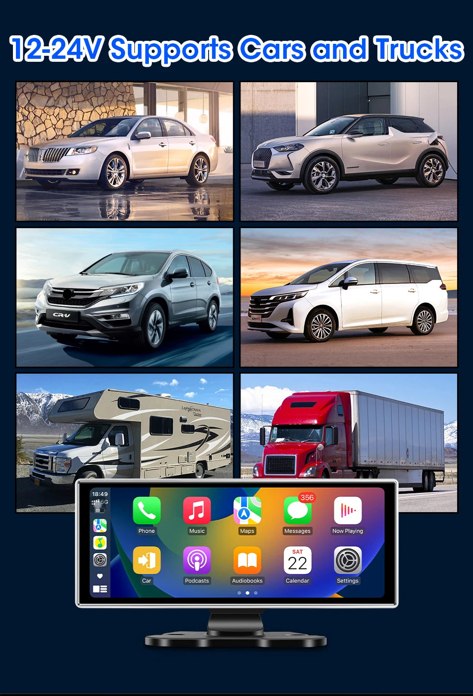 10/11.26 inch Dash Cam 4K Car DVR Wireless Carplay & Android Auto GPS