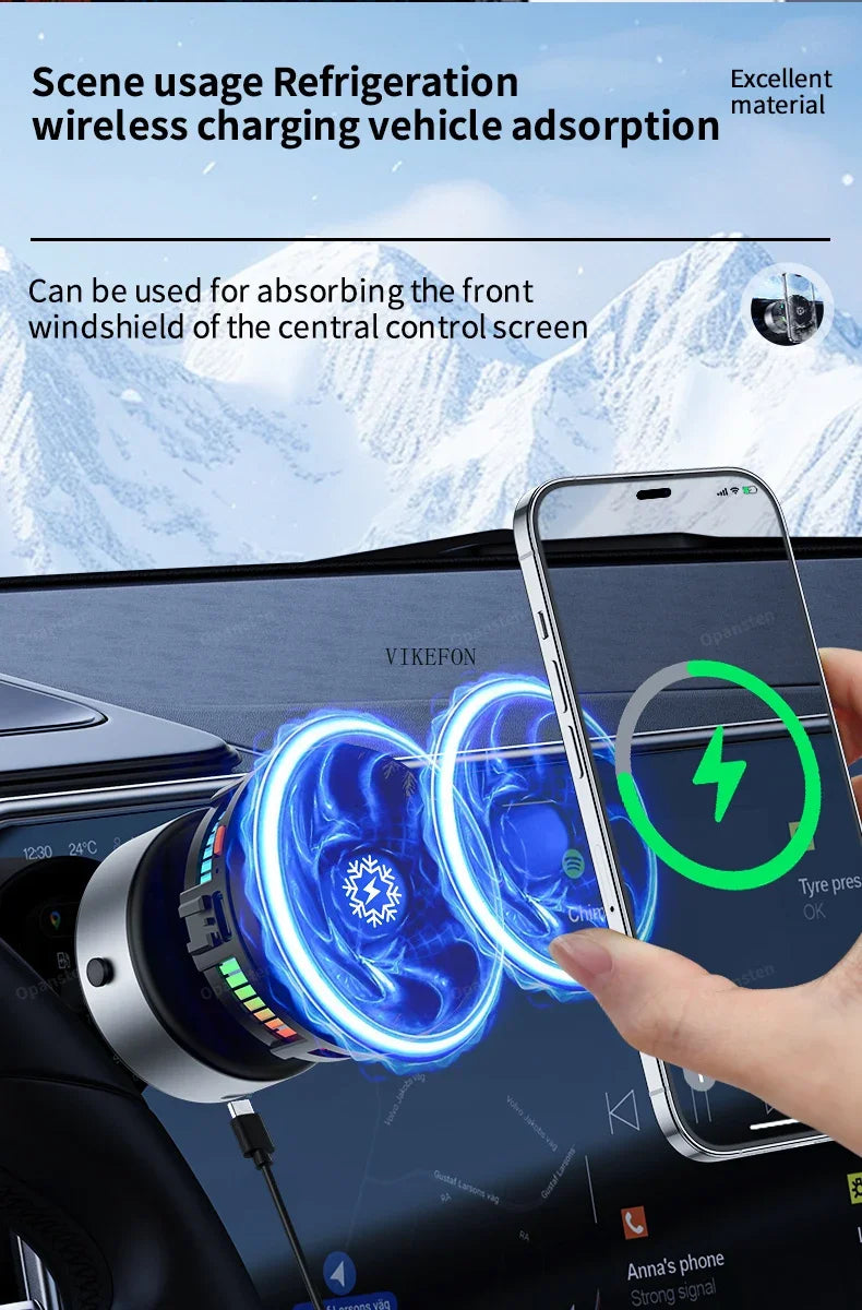 Cooling Car Magnetic Wireless Charger Vacuum Adsorption