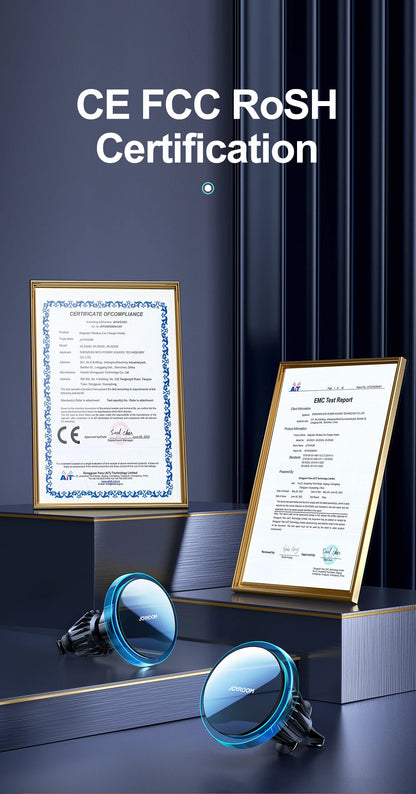 Car Phone Holder Magnetic Wireless Charger With Blue Light