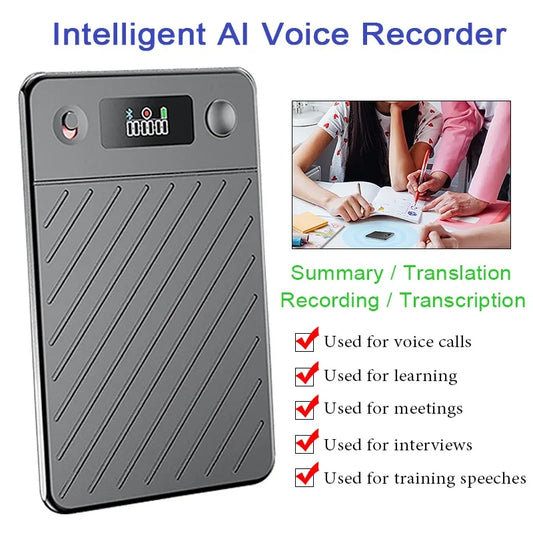 AI Voice Recorder with Display Screen 8-256GB Intelligent Note