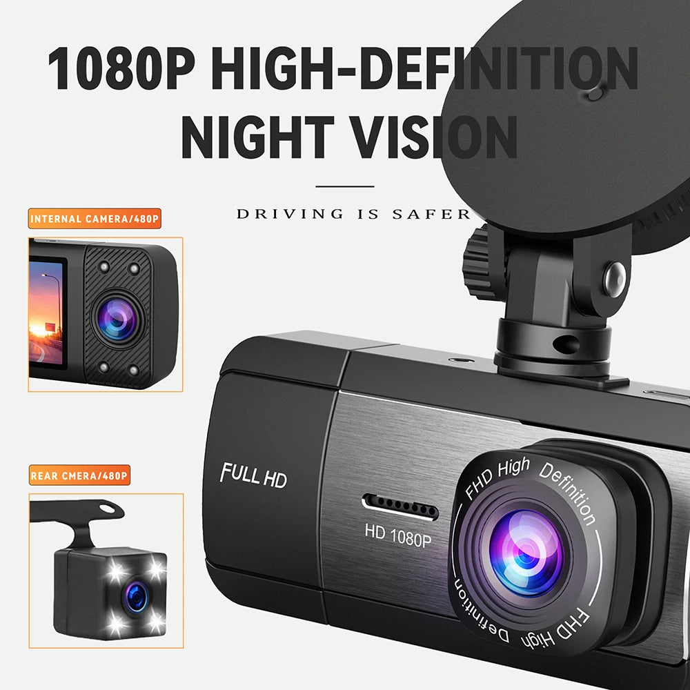 Newes 3Camera 1080P HD Dash Cam Hide Car Recording Camera