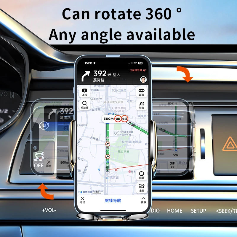 Wireless Car Phone Holder 15W Fast Charging Wireless Charger