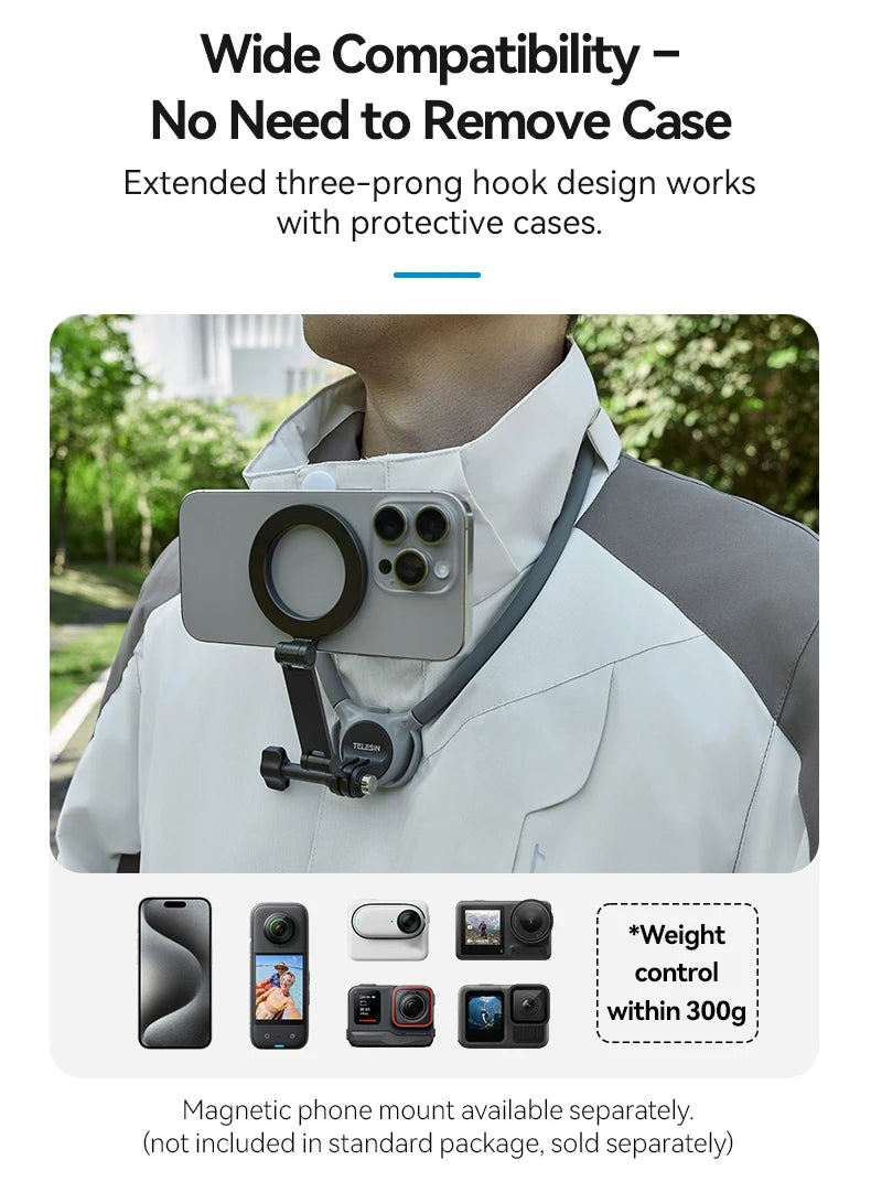 TELESIN Phone Action Camera 2 in 1 Neck Hold Mount