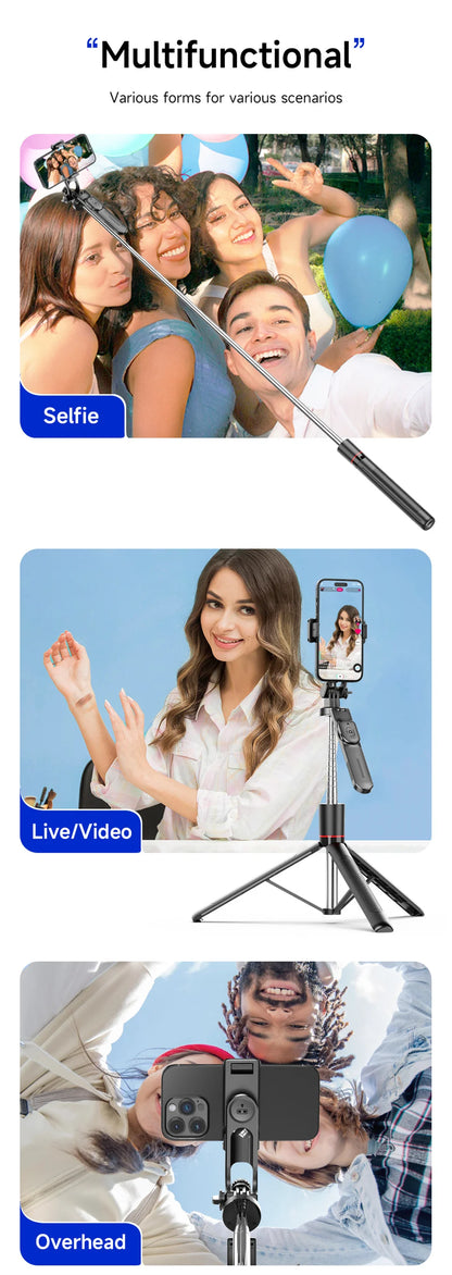 Selfie Stick Tripod with 1708mm Long Monopod Fill Light