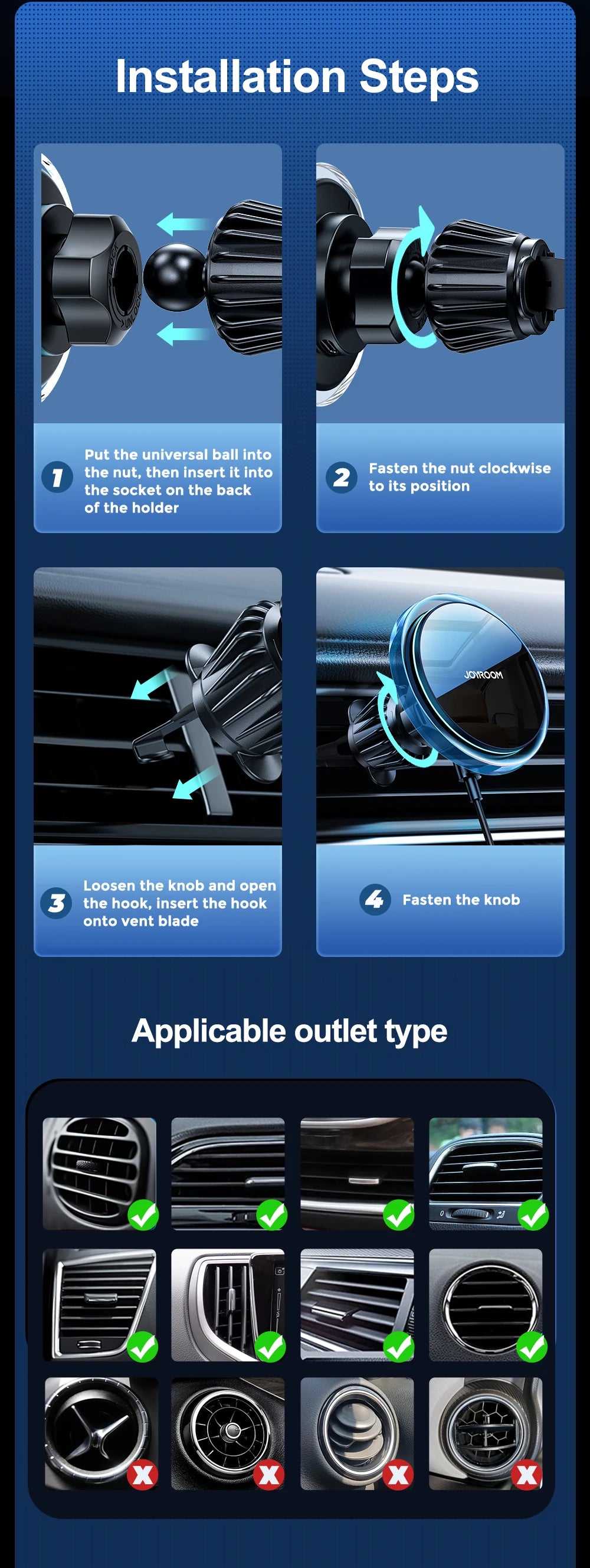 Joyroom Magnetic Car Phone Holder Wireless Charger